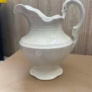 Antique Royal IRONSTONE China England Pitcher 7” Some Gold Trim
